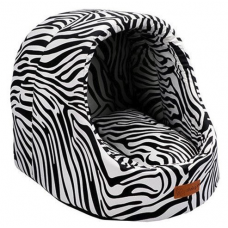  Pets.Love.Earth Mini Cave Cottage Black With White Stripes